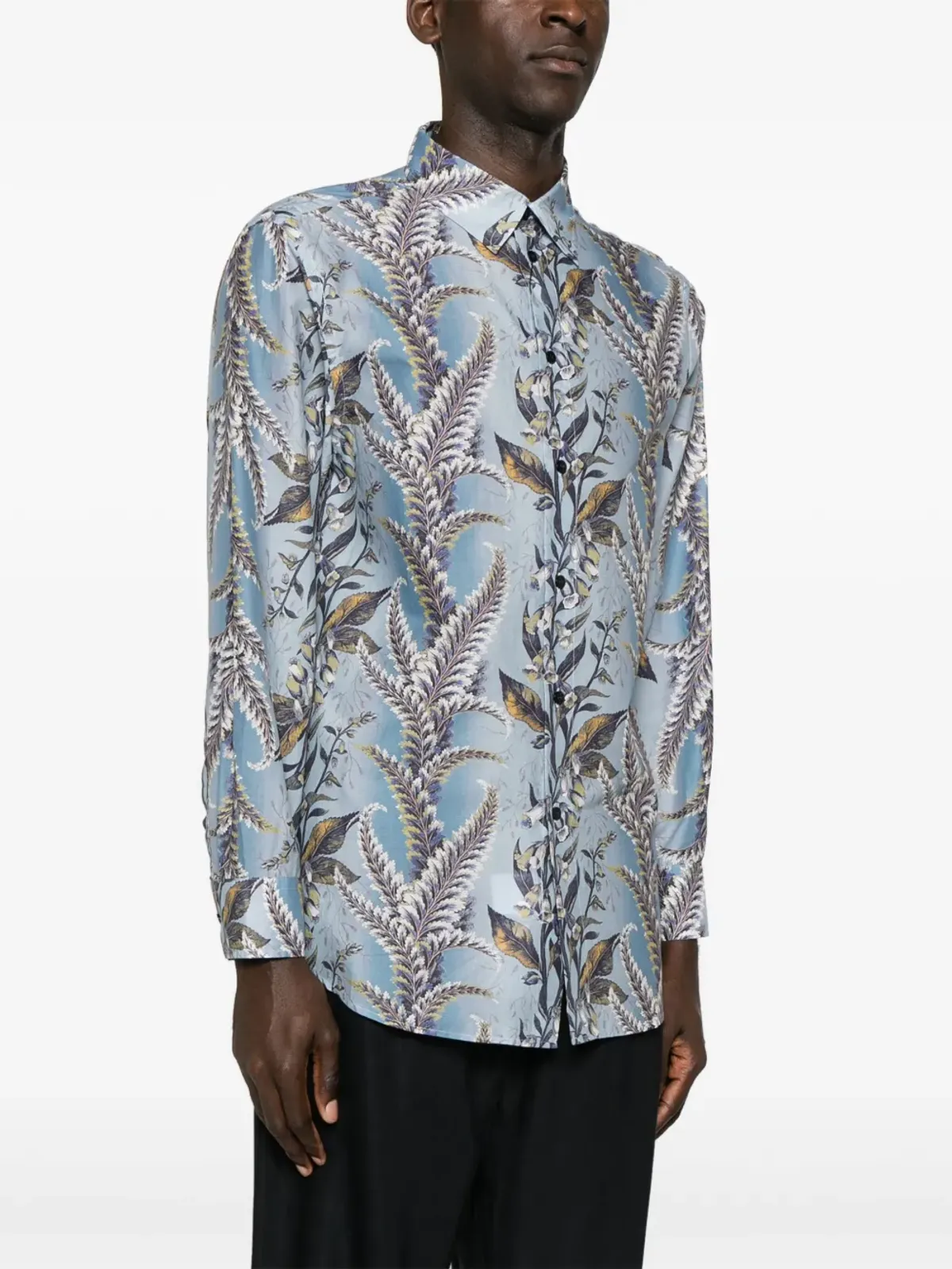 ETRO ボタニカルプリント コットン シャツ - ブルー - 画像3