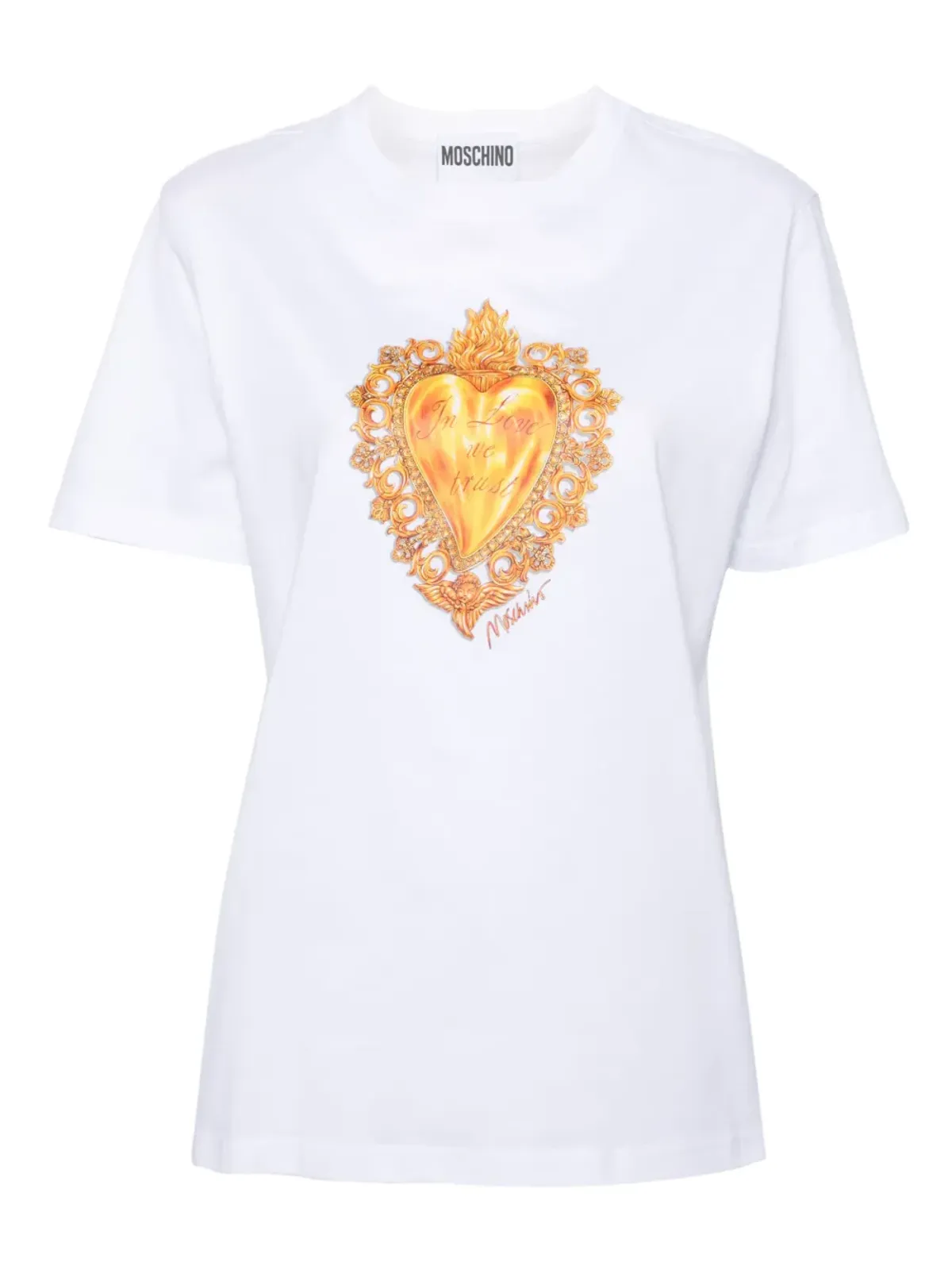 Moschino ハートプリント コットンTシャツ - ホワイト - 画像1