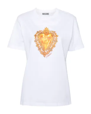 Moschino ハートプリント コットンTシャツ - ホワイト - サムネイル1