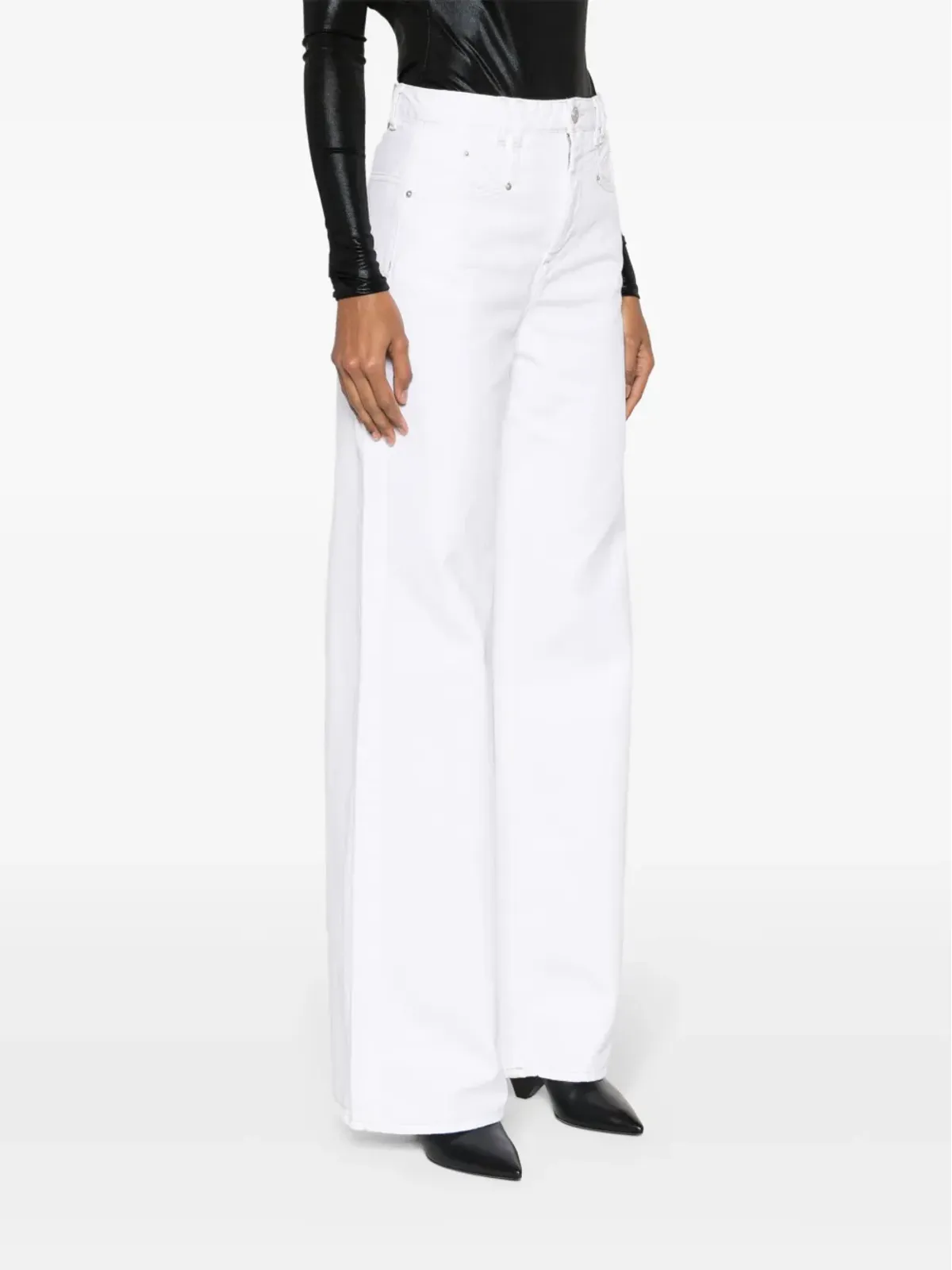 ISABEL MARANT レモニー ハイライズ ワイドレッグ ジーンズ - ホワイト - 画像3