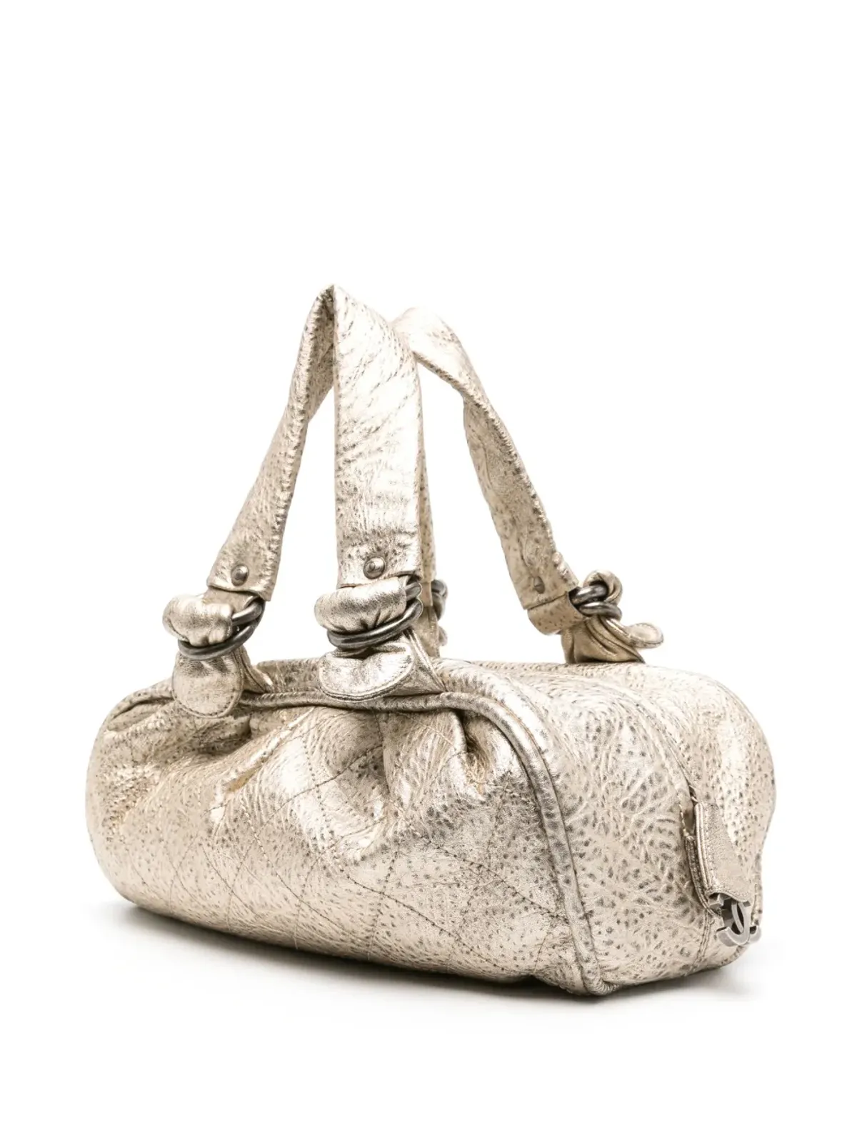 CHANEL ビンテージ ダイヤモンドキルト メタリック トートバッグ - ゴールド - 画像3
