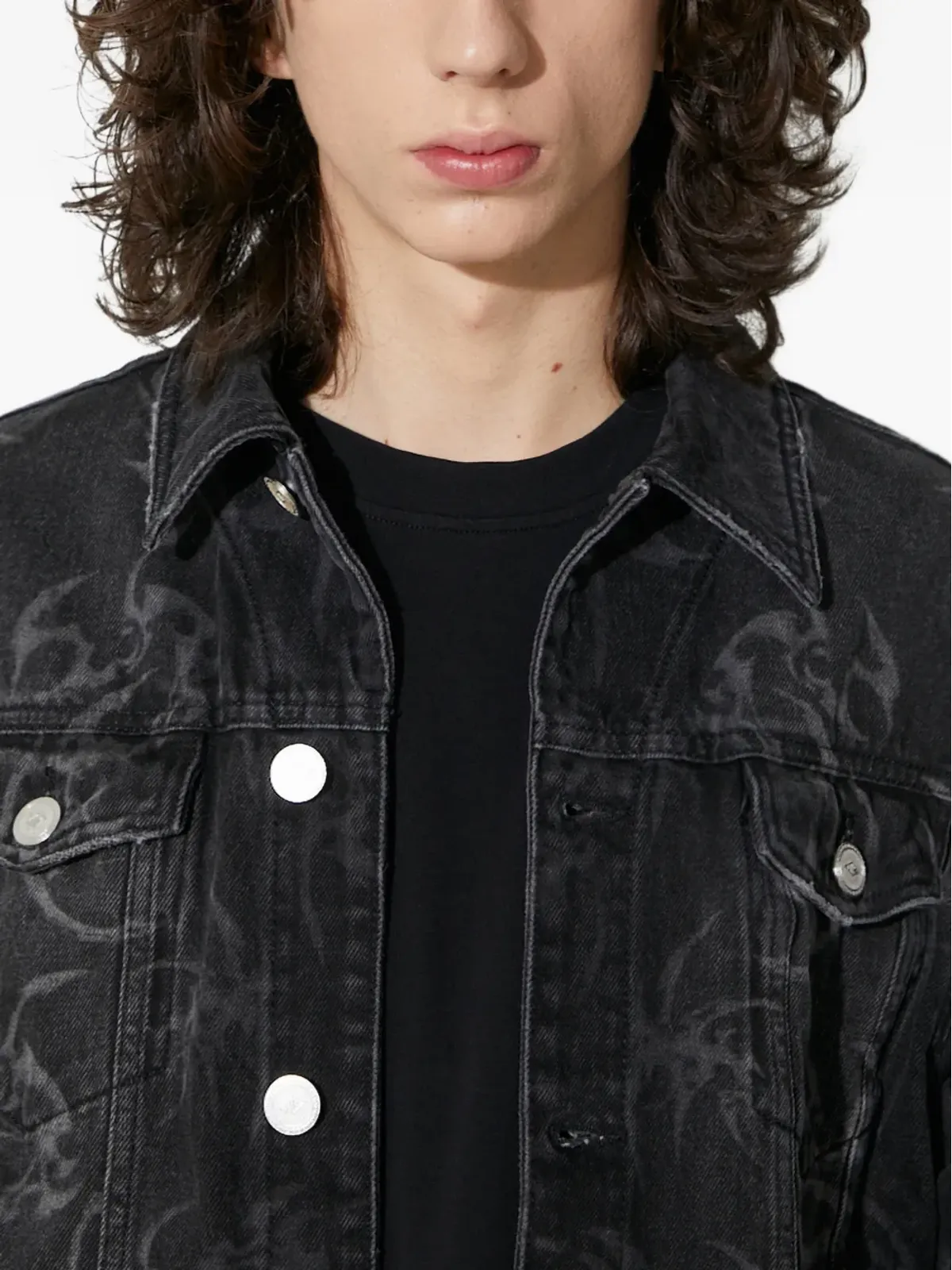 Han Kjøbenhavn パターン柄シャツジャケット - Black - 画像5