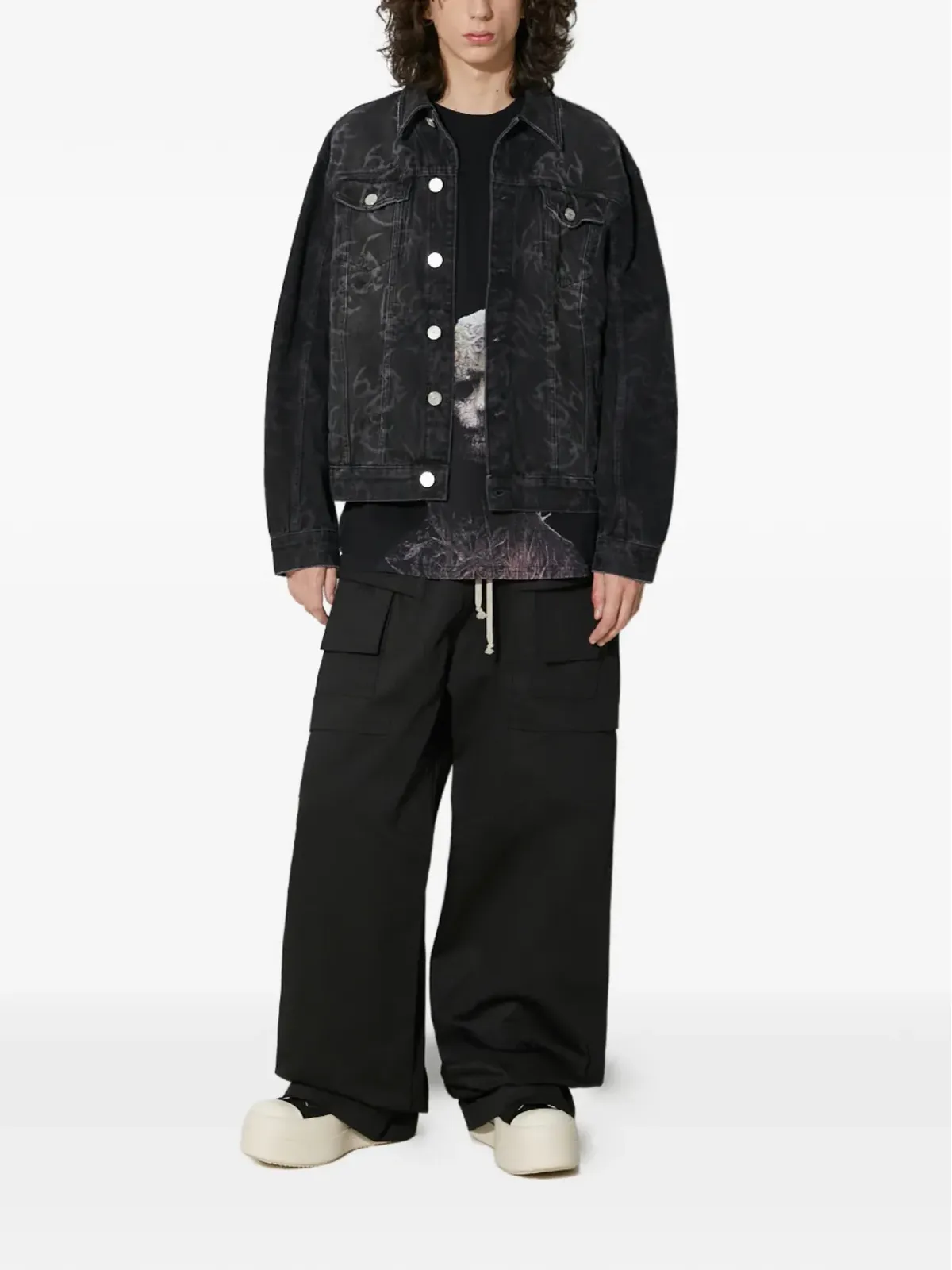 Han Kjøbenhavn パターン柄シャツジャケット - Black - 画像2
