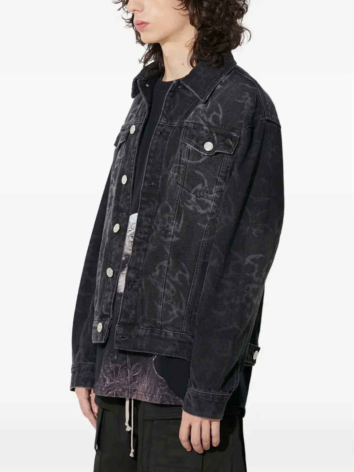 Han Kjøbenhavn パターン柄シャツジャケット - Black - 画像3