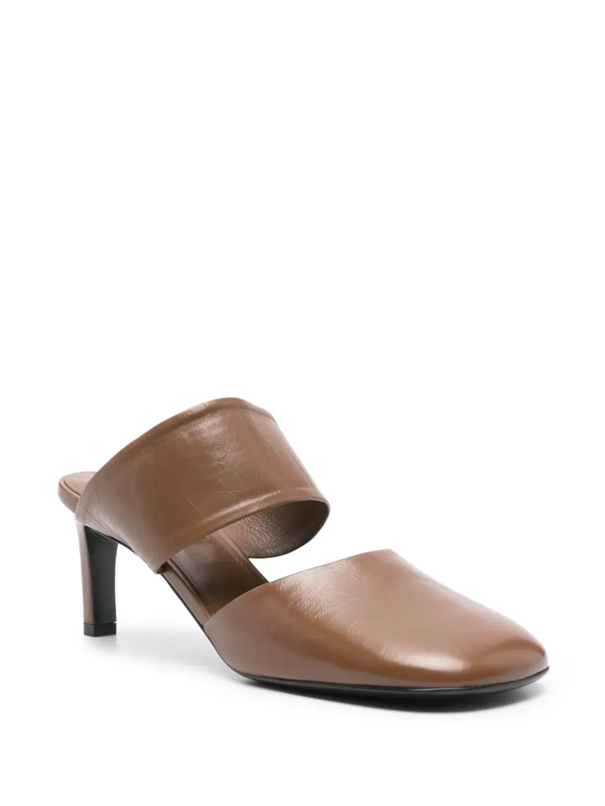 Jil Sander 65mm スクエアトゥ ミュール ブラウン - 画像2