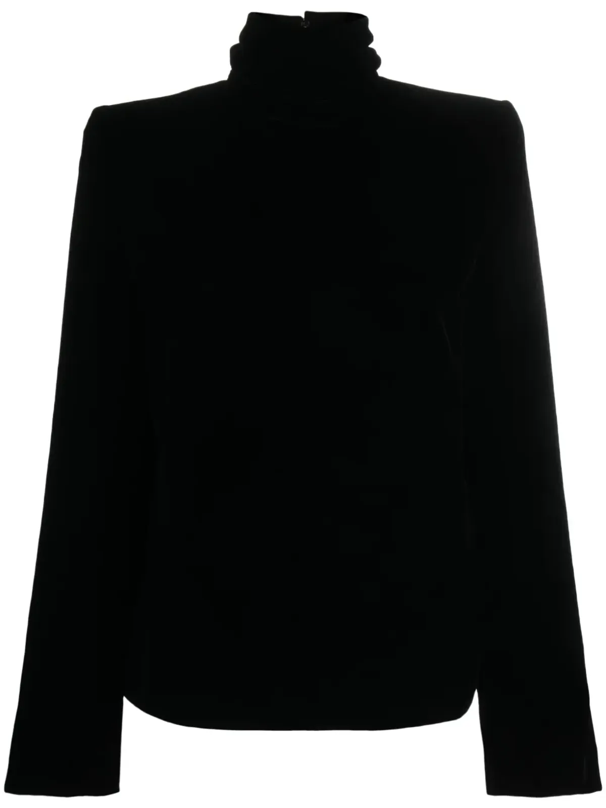 Saint Laurent ハイネック ベルベット ブラウス - ブラック - 画像1