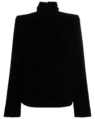 Saint Laurent ハイネック ベルベット ブラウス - ブラック - サムネイル1