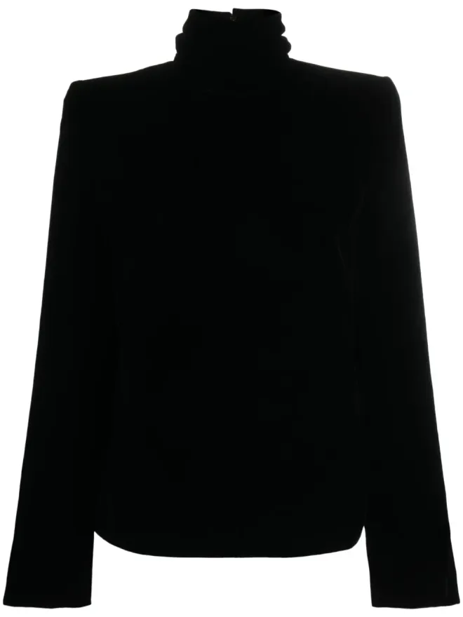 Saint Laurent Saint Laurent ハイネック ベルベット ブラウス - ブラックの商品画像