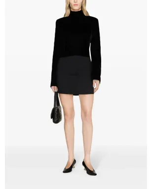 Saint Laurent ハイネック ベルベット ブラウス - ブラック - サムネイル2