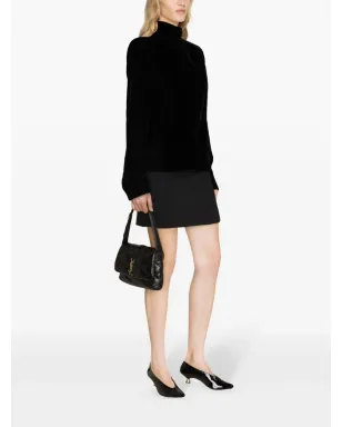 Saint Laurent ハイネック ベルベット ブラウス - ブラック - サムネイル3