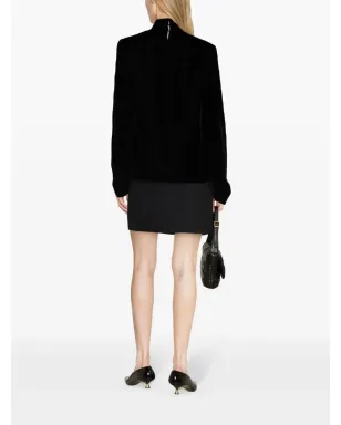 Saint Laurent ハイネック ベルベット ブラウス - ブラック - サムネイル4