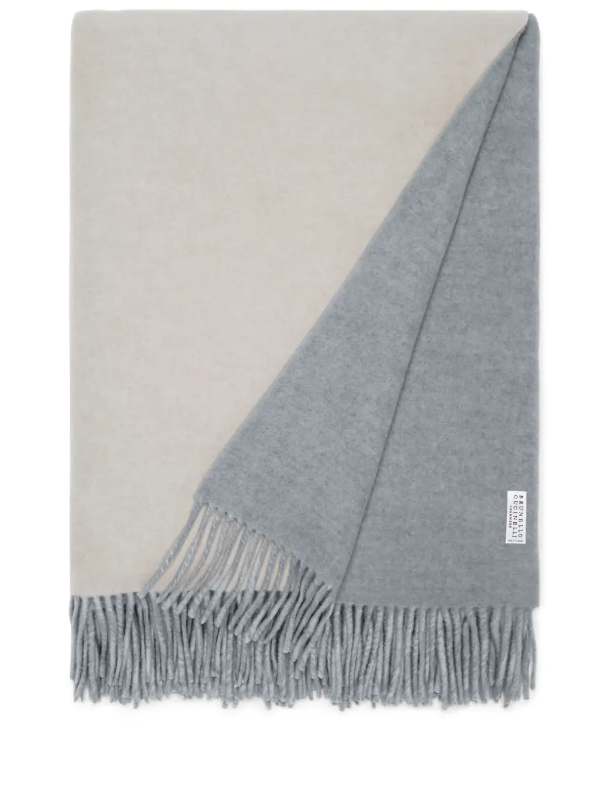 Brunello Cucinelli フリンジ加工カシミヤブランケット - グレー - 画像1