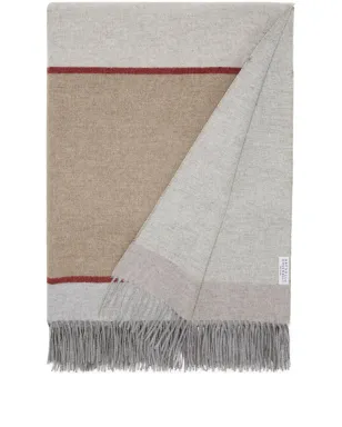 Brunello Cucinelli フリンジ付きカラー・ブロック シルクブランケット - ニュートラルカラー - サムネイル1