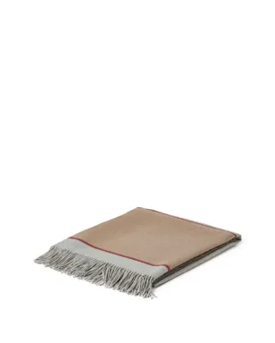 Brunello Cucinelli フリンジ付きカラー・ブロック シルクブランケット - ニュートラルカラー - サムネイル3