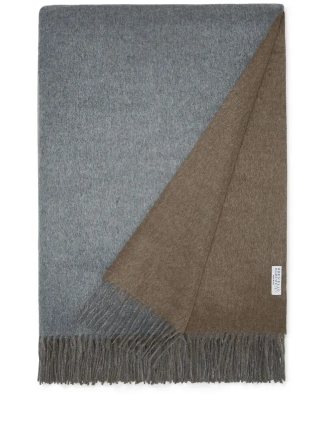 Brunello Cucinelli Brunello Cucinelli フリンジ付きシルクブランケット ブラウンの商品画像