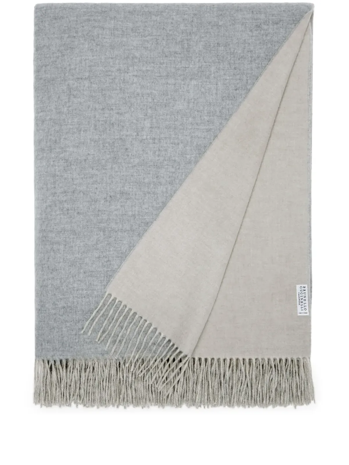 Brunello Cucinelli フリンジ付きカシミヤ ブランケット - グレー - 画像1