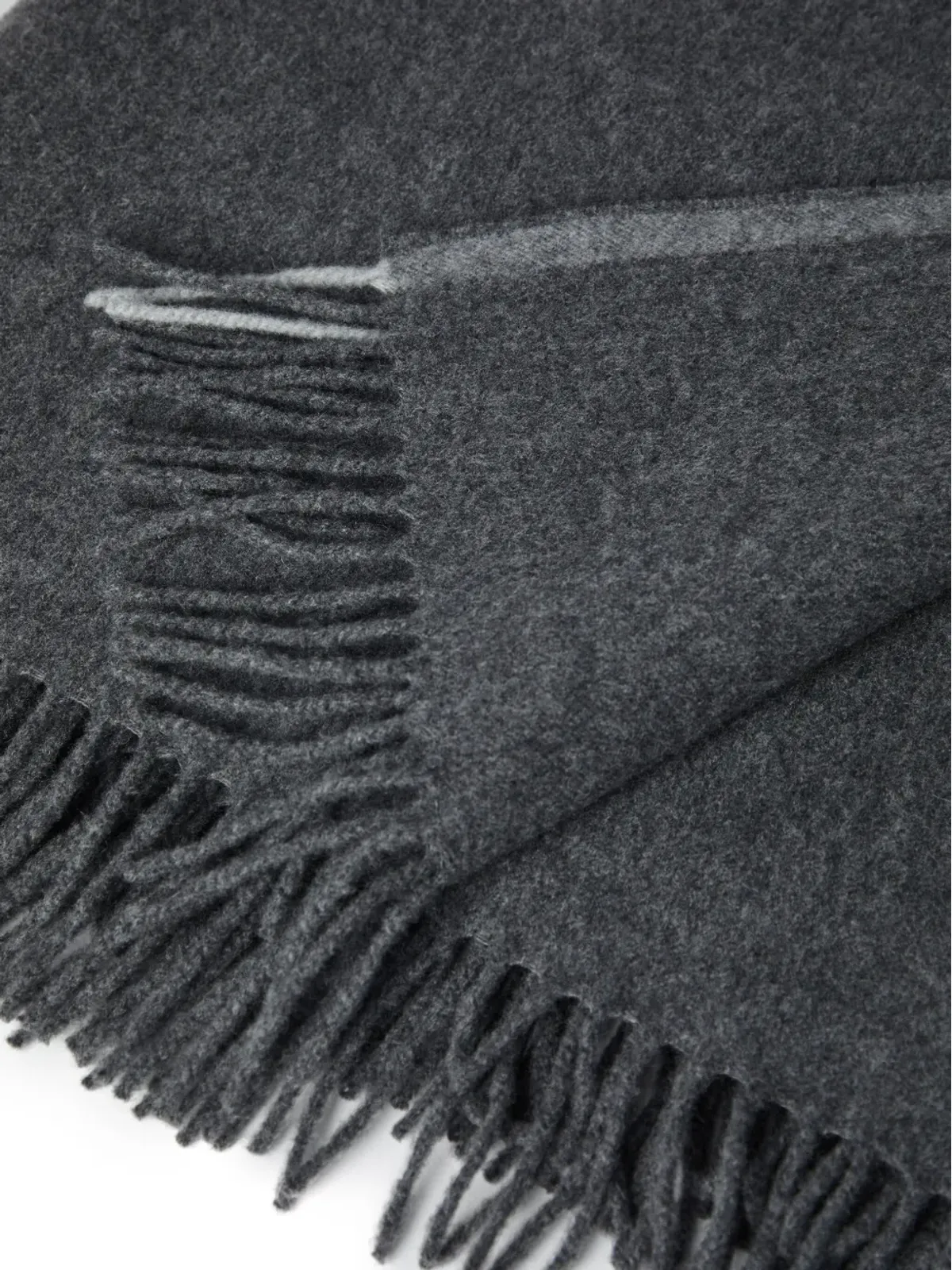 Brunello Cucinelli フリンジ付きカシミアブランケット グレー - 画像2