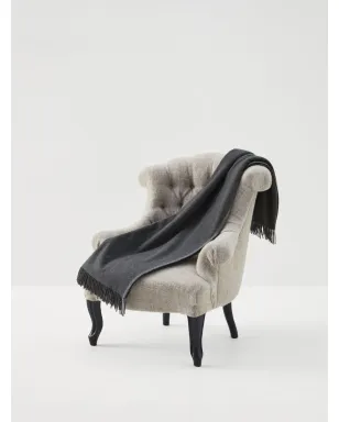 Brunello Cucinelli フリンジ付きカシミアブランケット グレー - サムネイル4