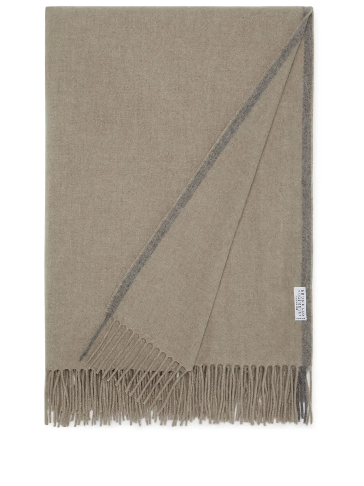 Brunello Cucinelli フリンジヘム カシミヤ ブランケット ブラウン - 画像1