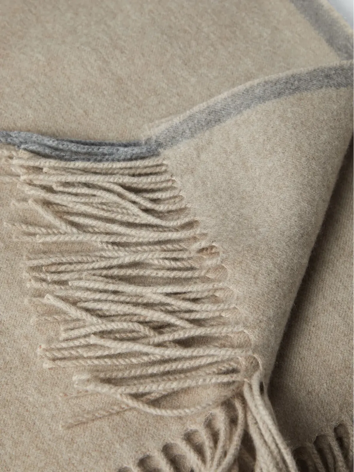 Brunello Cucinelli フリンジヘム カシミヤ ブランケット ブラウン - 画像2