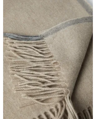 Brunello Cucinelli フリンジヘム カシミヤ ブランケット ブラウン - サムネイル2