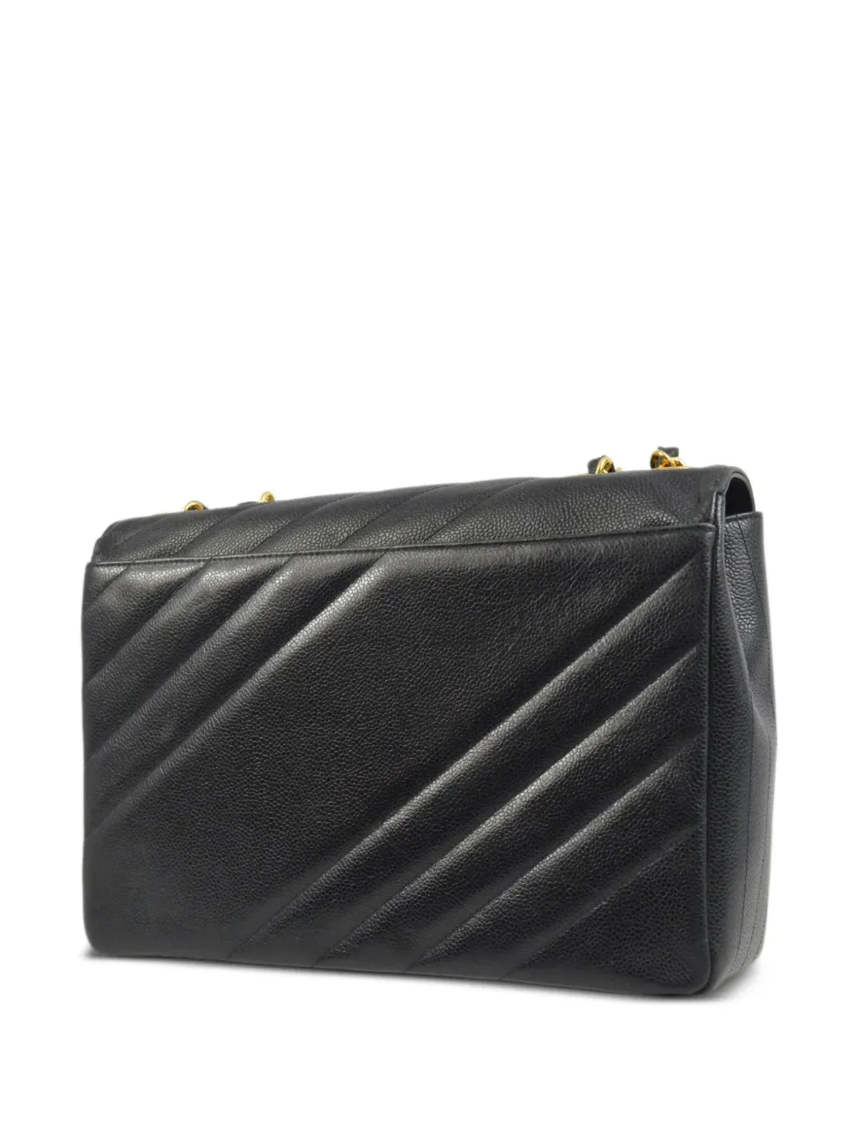 CHANEL ビンテージ 1995 ジャンボ ストレートフラップ ショルダーバッグ - ブラック - 画像2