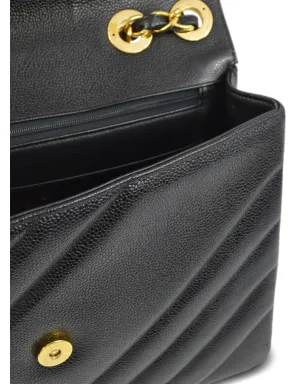 CHANEL ビンテージ 1995 ジャンボ ストレートフラップ ショルダーバッグ - ブラック - サムネイル4