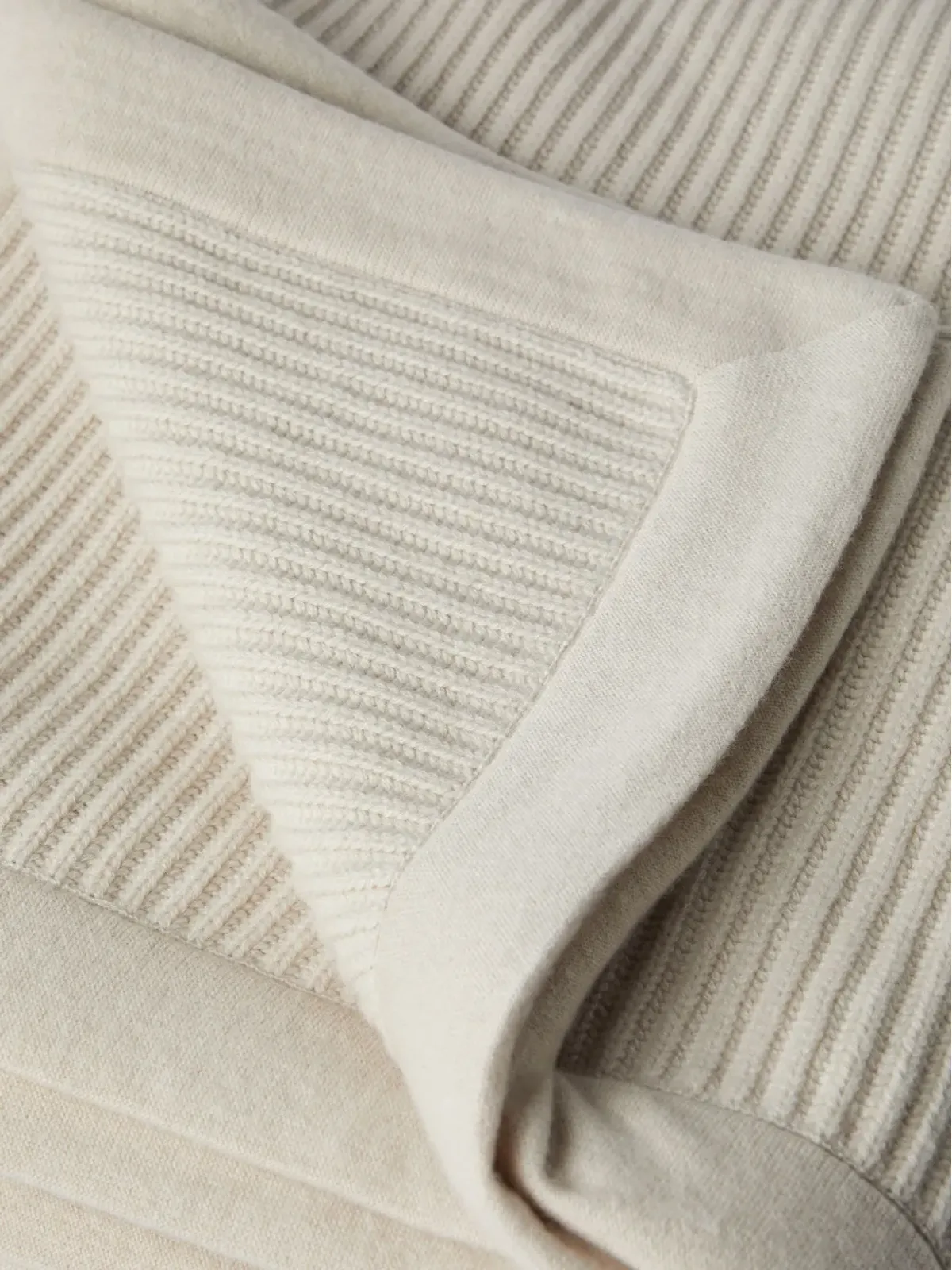 Brunello Cucinelli リブ編みカシミヤ ブランケット - ニュートラルカラー - 画像2