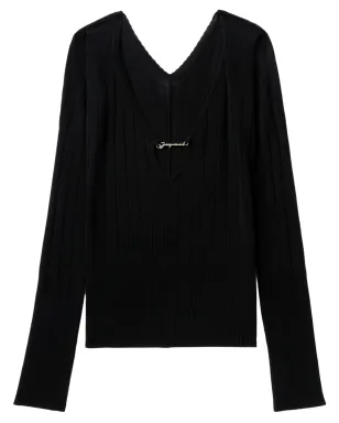 Jacquemus Le Haut Pralu リブ編みニットセーター - ブラック - サムネイル1