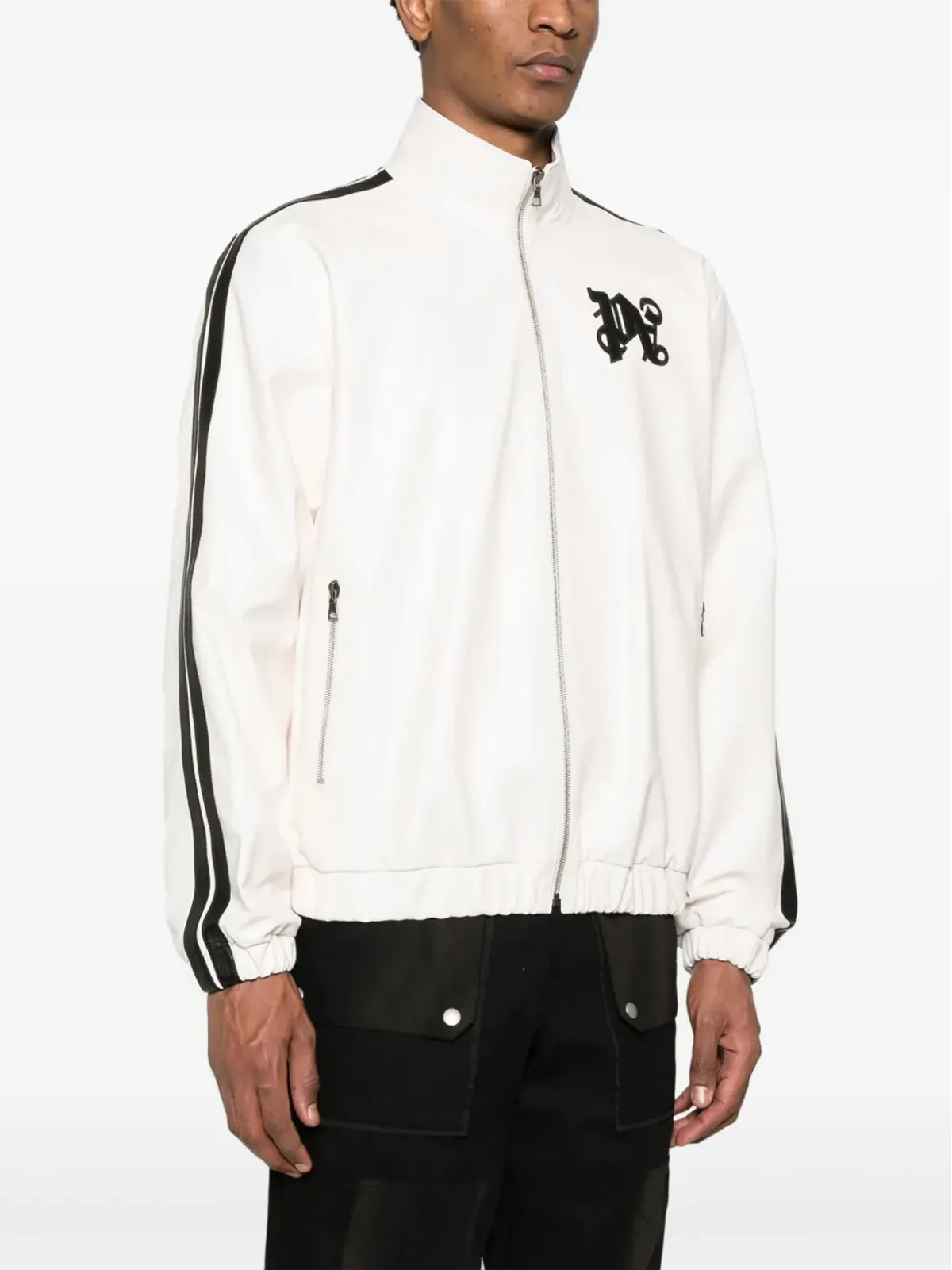 Palm Angels モノグラムパッチ レザー ジャケット - ニュートラルカラー - 画像3