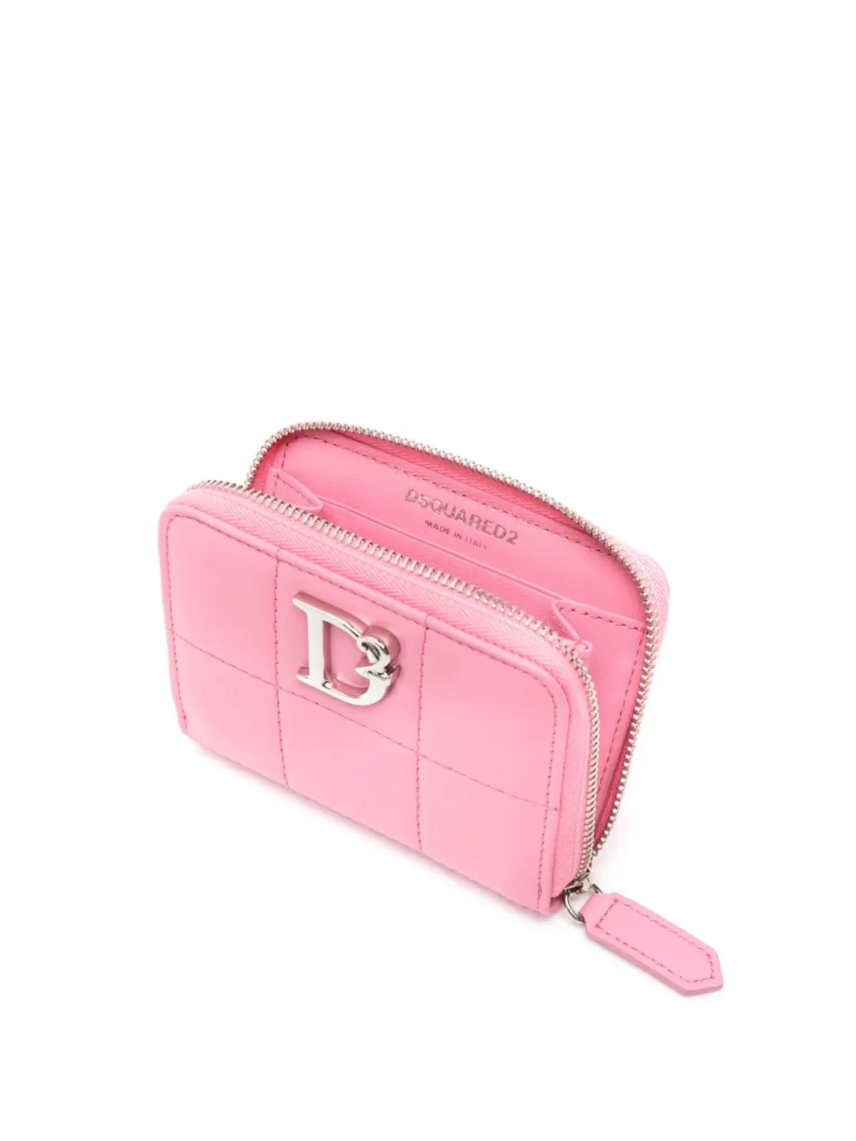 DSQUARED2 ロゴプレート付きキルティングウォレット ピンク - 画像3