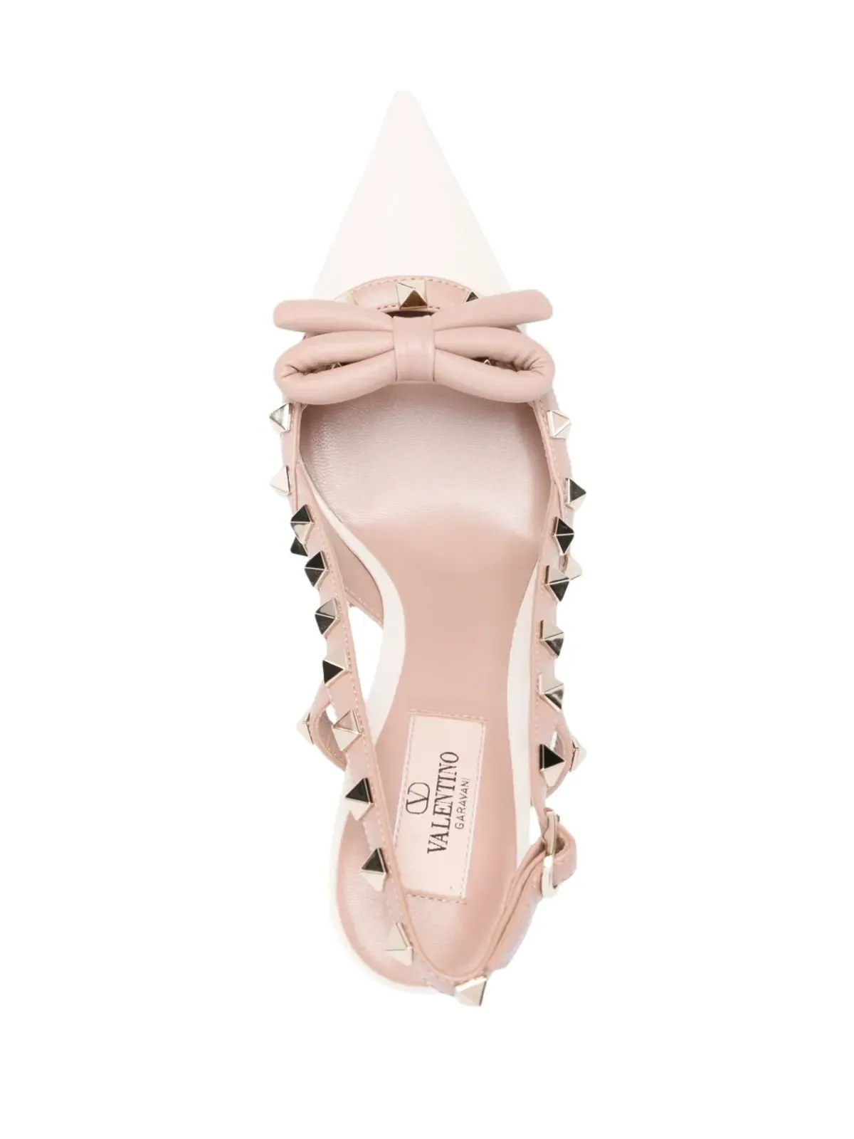 Valentino Garavani ロックスタッド ボウ 100mm レザー パンプス - ニュートラルカラー - 画像4