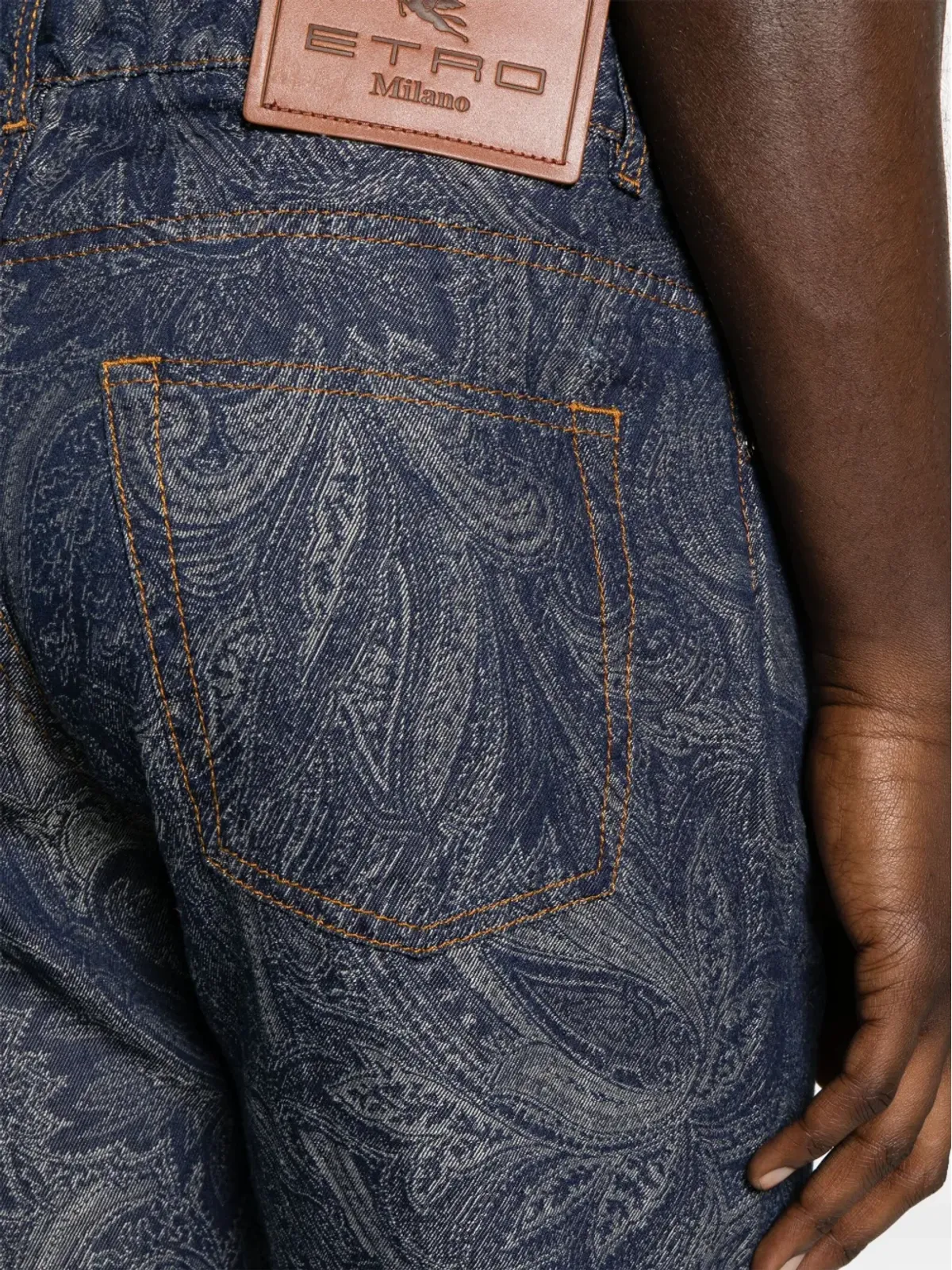 ETRO ペイズリージャカード ストレートレッグ パンツ ブルー - 画像5