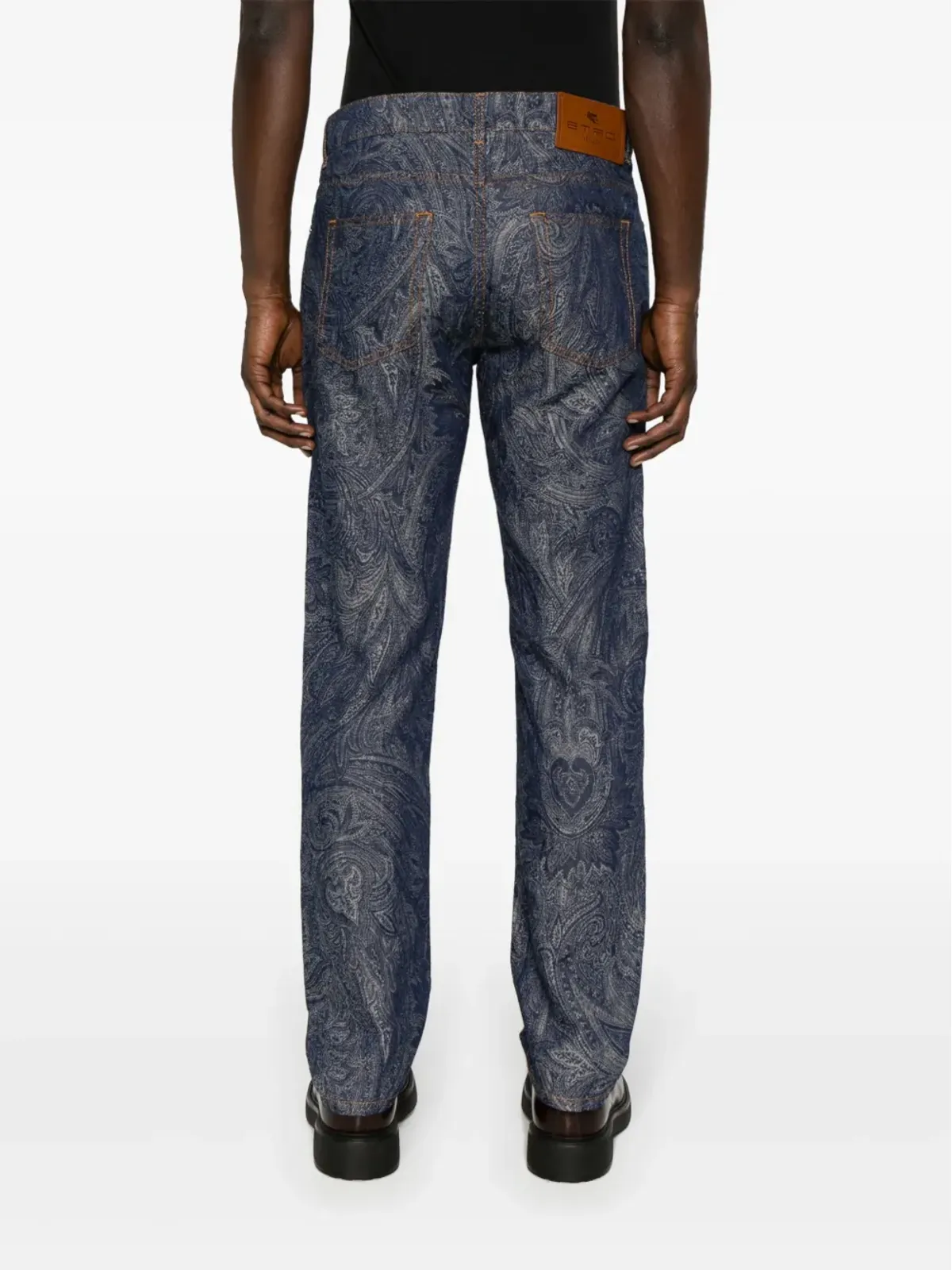 ETRO ペイズリージャカード ストレートレッグ パンツ ブルー - 画像4