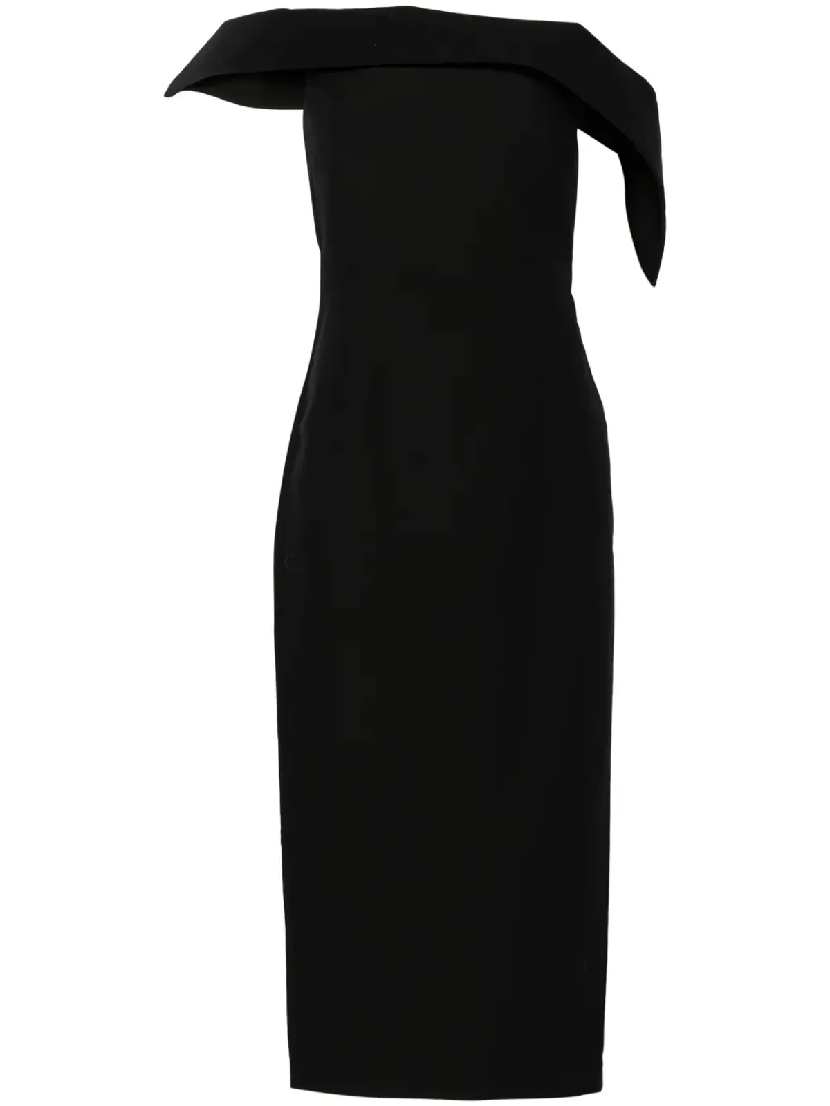 Roland Mouret オフショルダー クレープ ミディドレス ブラック - 画像1