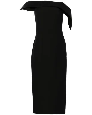 Roland Mouret オフショルダー クレープ ミディドレス ブラック - サムネイル1