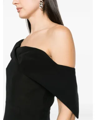 Roland Mouret オフショルダー クレープ ミディドレス ブラック - サムネイル5