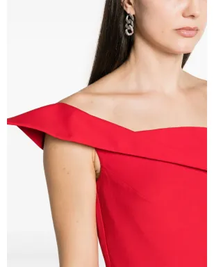 Roland Mouret オフショルクレープガウン（レッド） - サムネイル5