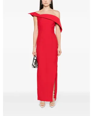 Roland Mouret オフショルクレープガウン（レッド） - サムネイル2