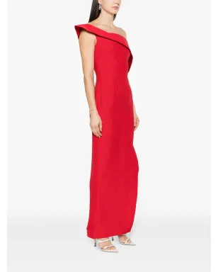 Roland Mouret オフショルクレープガウン（レッド） - サムネイル3