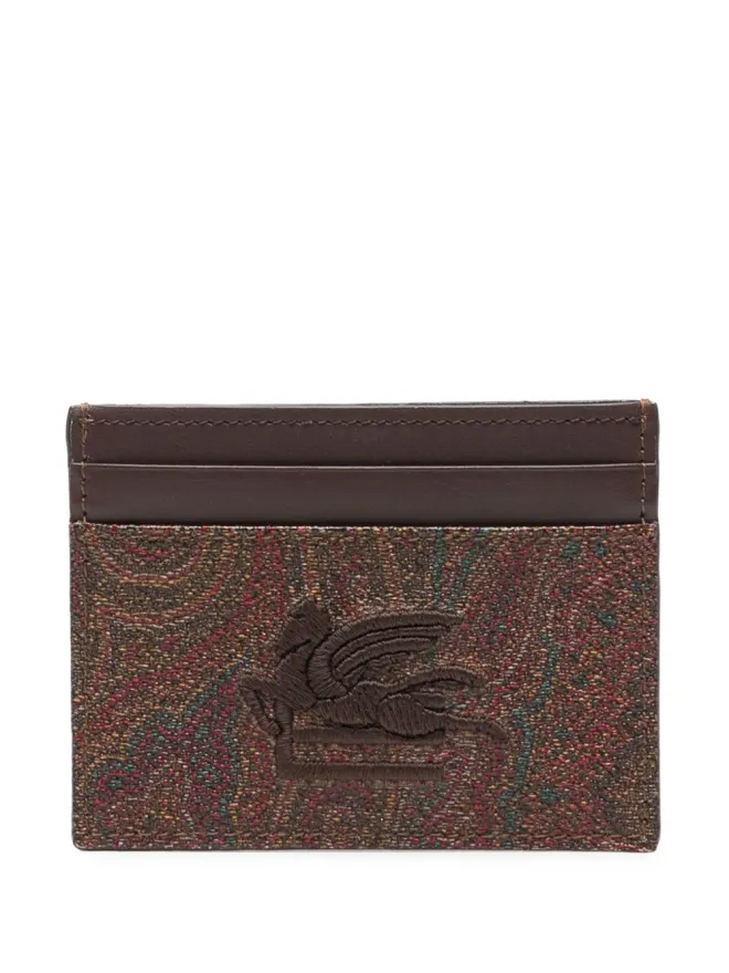 ETRO ETRO ロゴ刺繍 コットンブレンド カードホルダー - ブラウンの商品画像