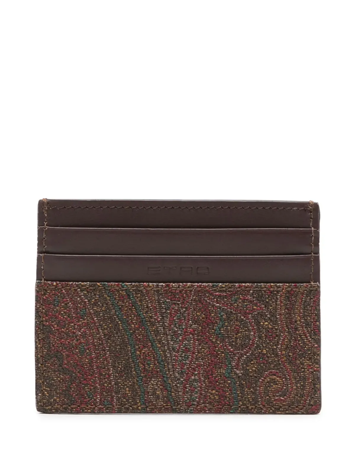 ETRO ロゴ刺繍 コットンブレンド カードホルダー - ブラウン - 画像2