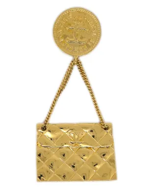 CHANEL ビンテージ 1980年代 キルト柄 バッグ用 ブローチ ピン - ゴールド - サムネイル1