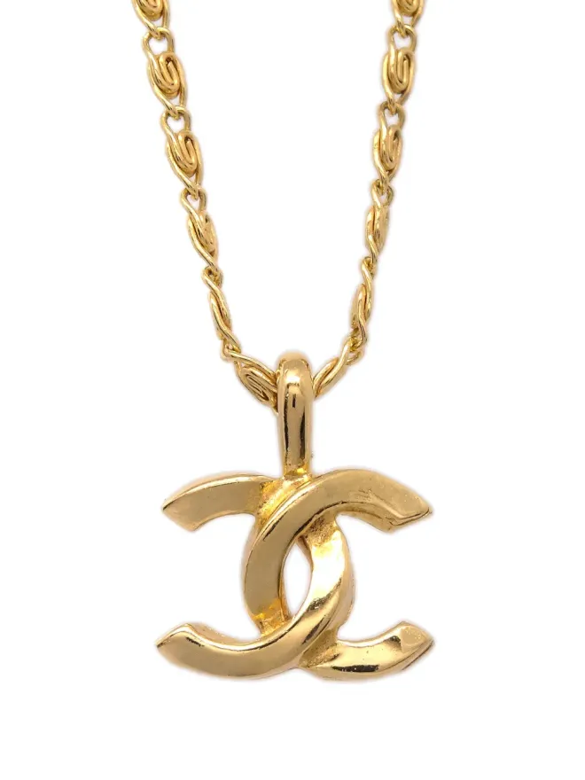 CHANEL Pre-Owned CHANEL ビンテージ 1982 CCロゴチェーンネックレス - ゴールドの商品画像