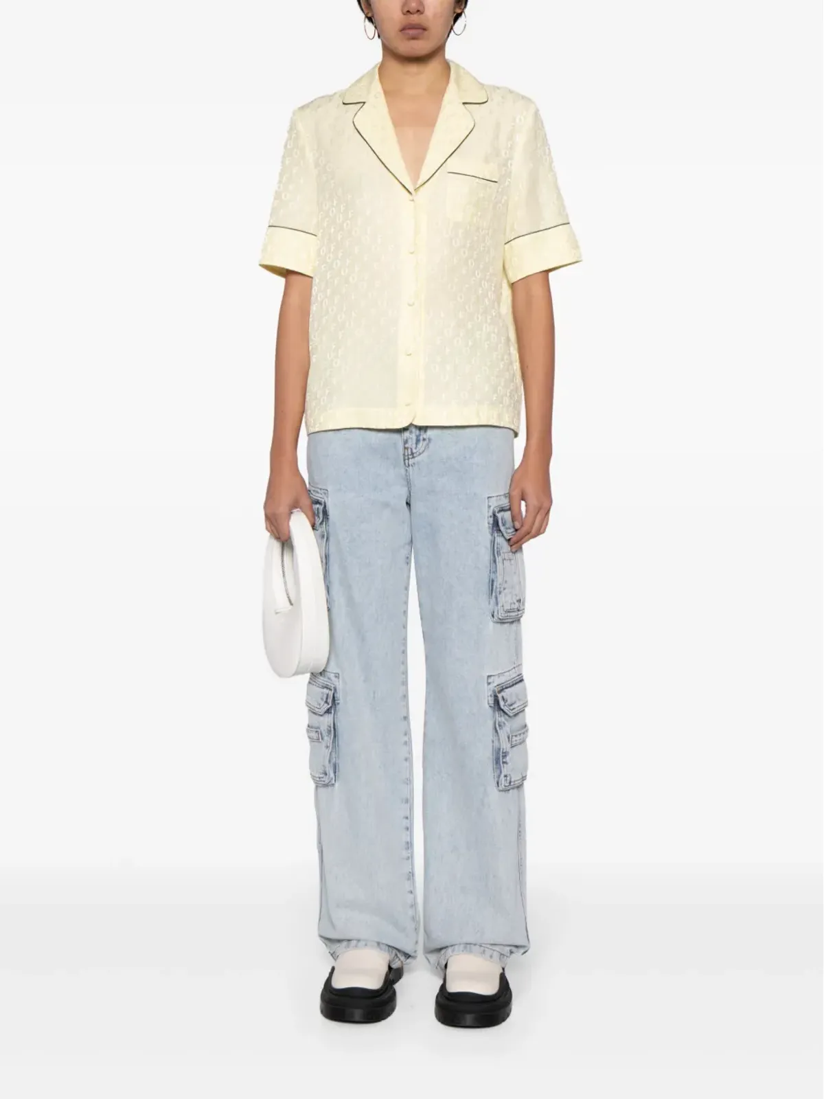 Off-White ロゴジャカード ボウリングシャツ - 画像2