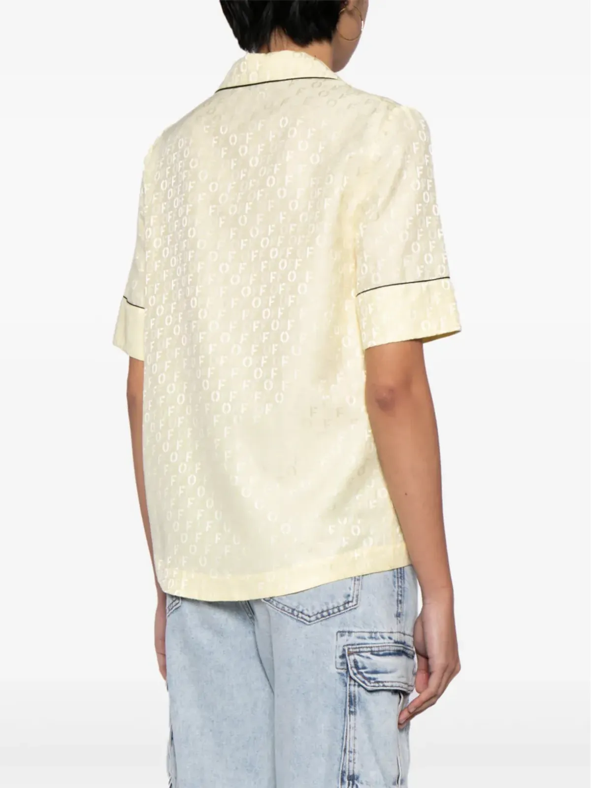 Off-White ロゴジャカード ボウリングシャツ - 画像4