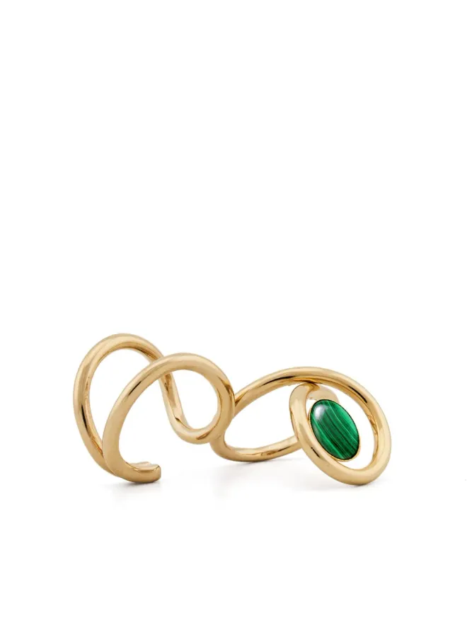 DESTREE DESTREE Louise Double inset-gemstone ring - Greenの商品画像