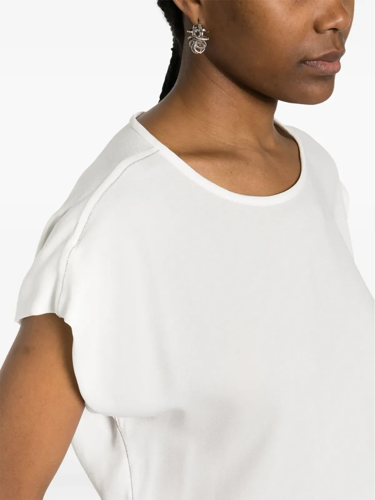 Fabiana Filippi シフォン・クレープ Tシャツ - ホワイト - 画像5