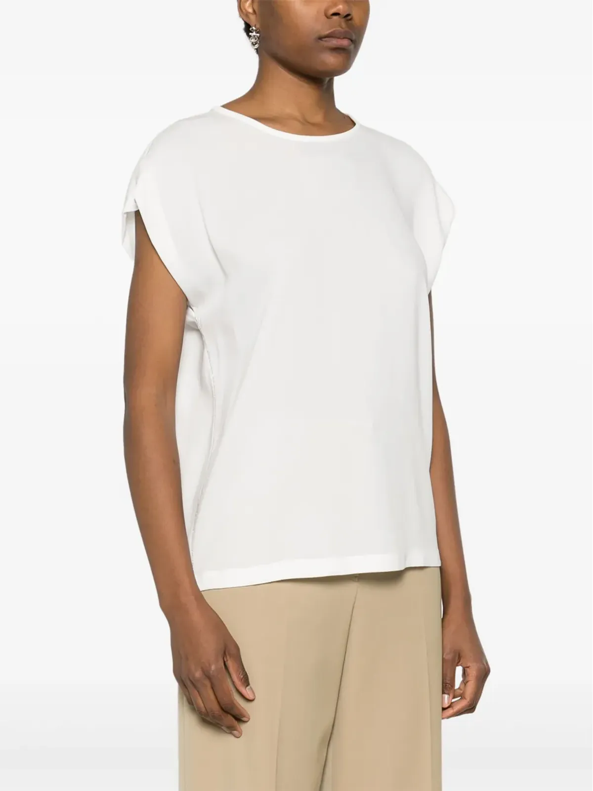 Fabiana Filippi シフォン・クレープ Tシャツ - ホワイト - 画像3