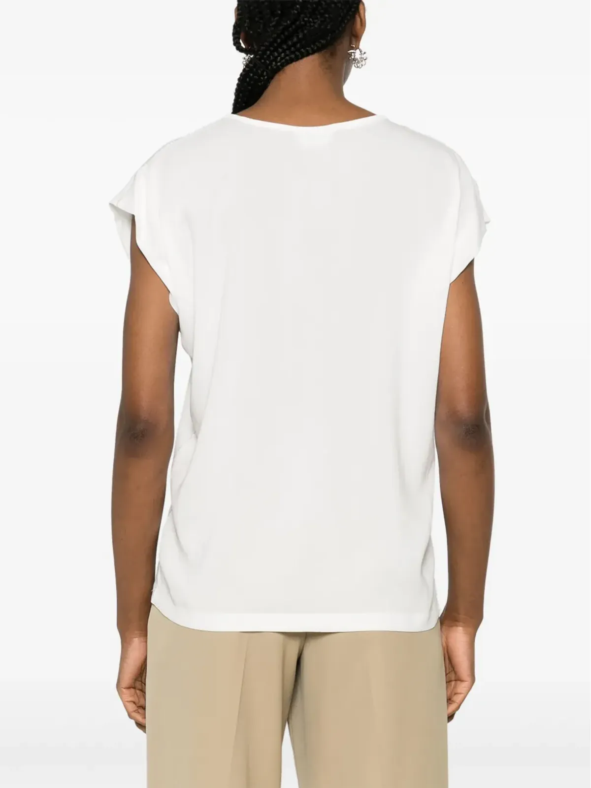 Fabiana Filippi シフォン・クレープ Tシャツ - ホワイト - 画像4